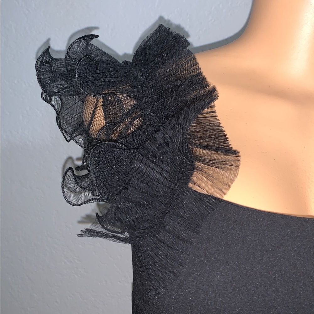 Chic Black Ruffle Sleeve Mini Dress - Picture 8 of 10